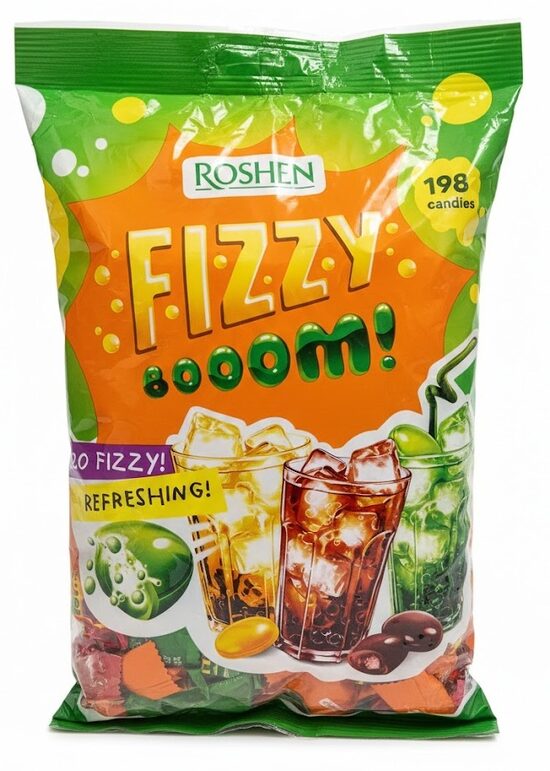 Roshen Fizzy Boom karameles ar sauso pildījumu 1 kg
